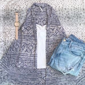 Tribal Print Cardigan Vest